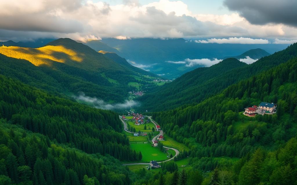 Green mountain valley in Adygea
